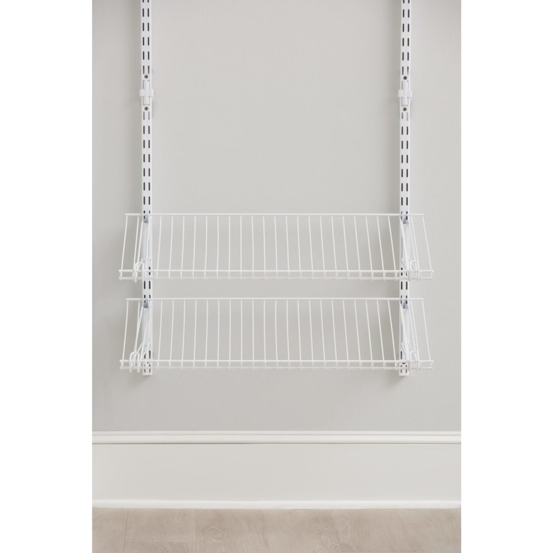 Rubbermaid Customizable Wall Mount Shoe Shelf White for Home/House/Closet/Laundry/Linen Organization