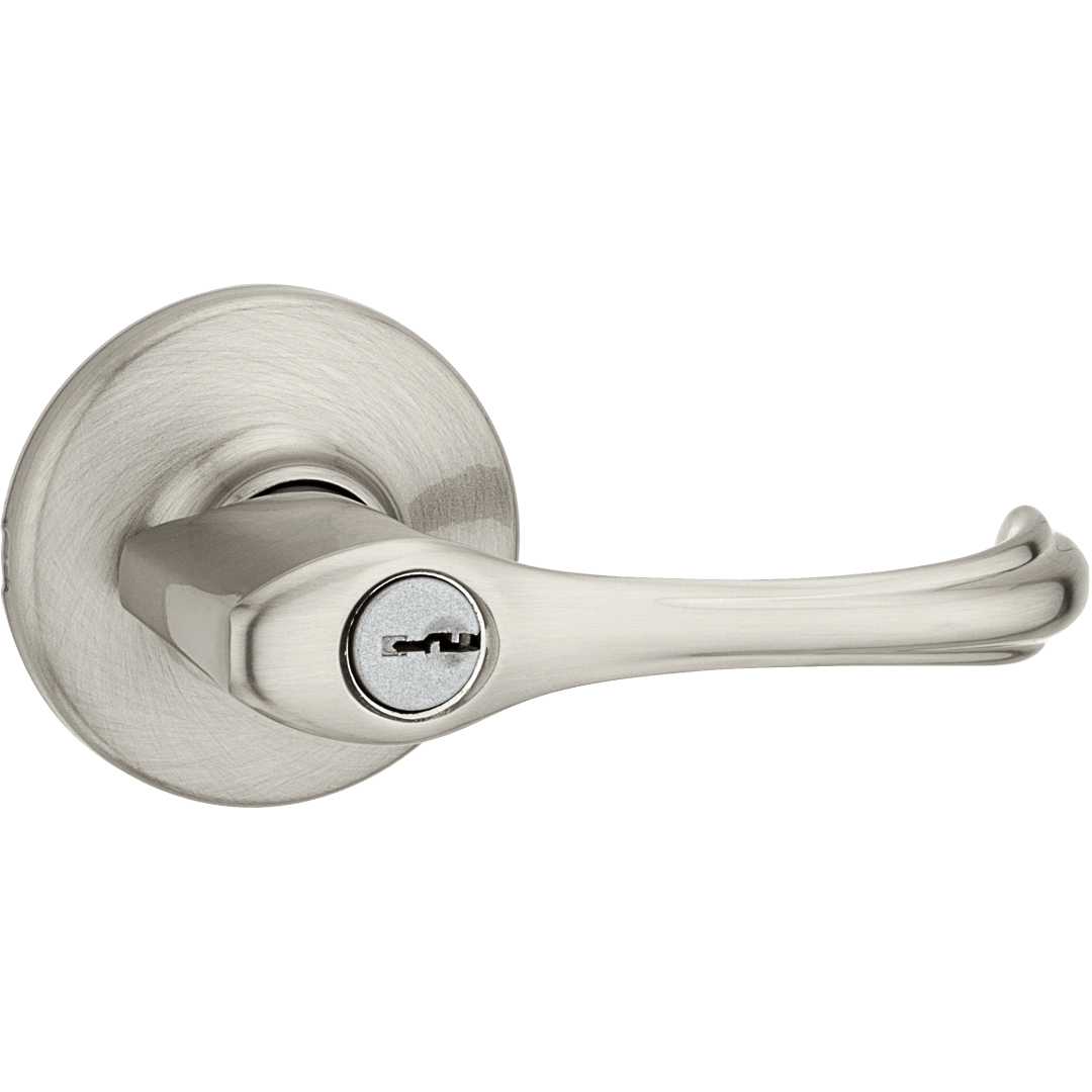 Dorian Round Keyed Entry Lever in Satin Nickel with Microban Protection