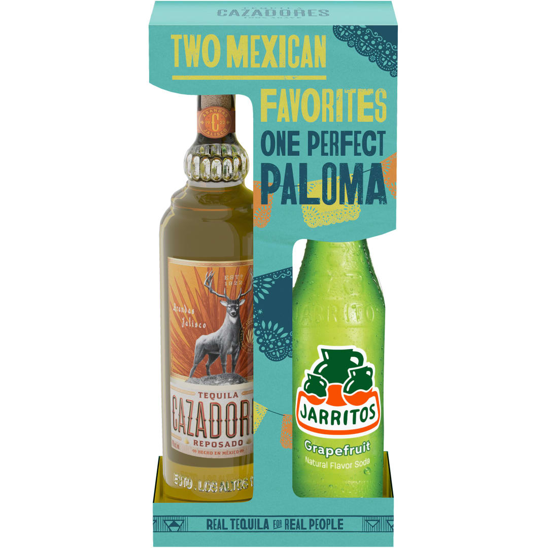 Tequila Cazadores Paloma Cocktail Gift Pack With Cazadores Reposado Tequila (750 Ml) And Jarritos Grapefruit Soda (370 Ml) 40% 750mL