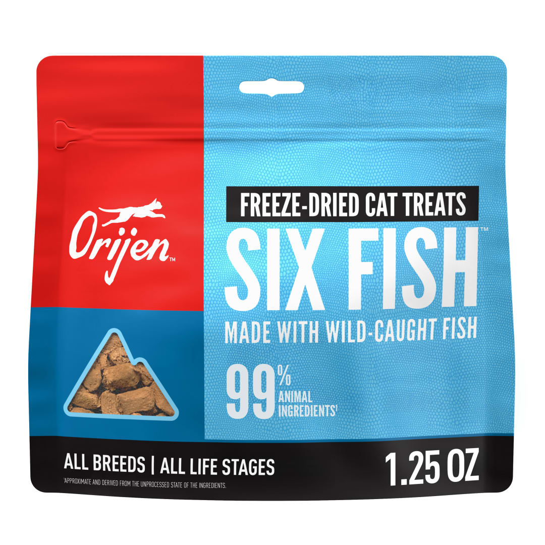ORIJEN Freeze Dried Cat Treats Grain Free High Protein Raw Animal Ingredients Six Fish