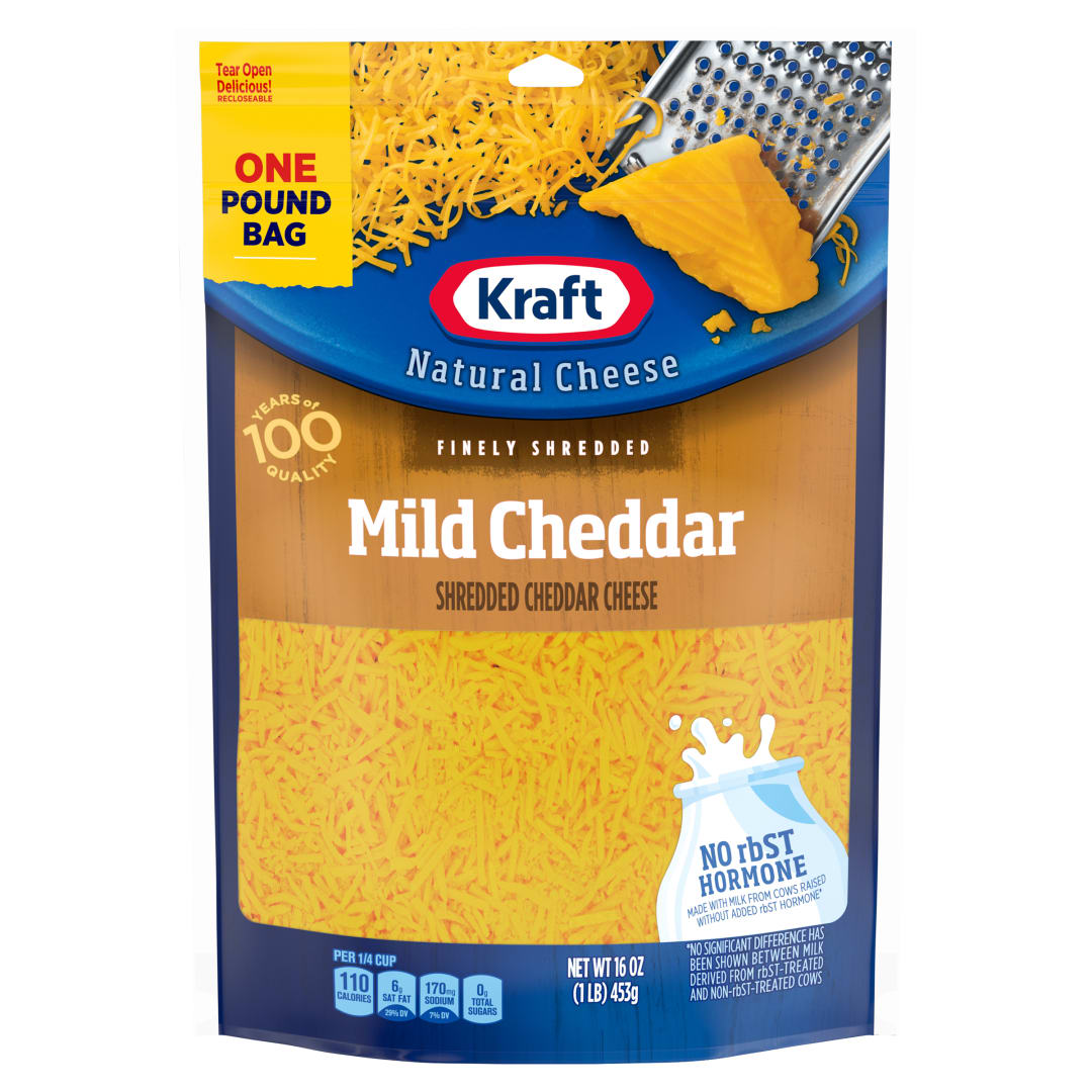 Kraft Natural Mild Cheddar Finely Shredded Cheese, 16 oz Bag