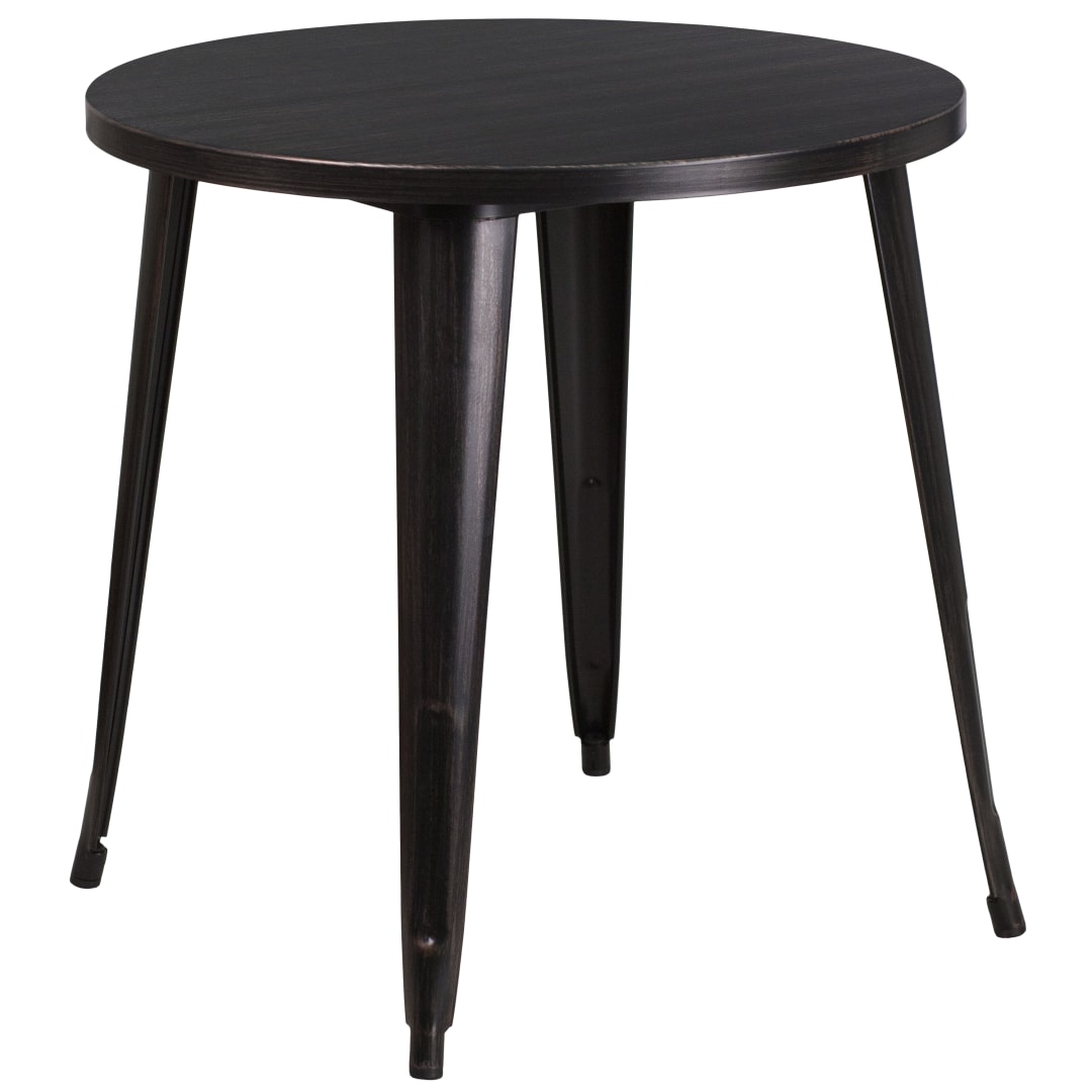 Jeffrey Commercial Grade 30" Round Black-Antique Gold Metal Indoor-Outdoor Table