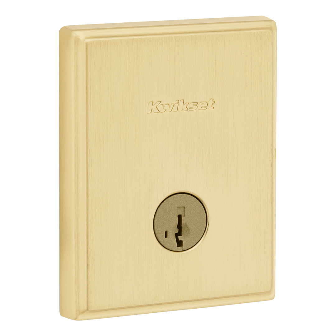 258 Crosstown Rectangle Keyed One Side Low Profile Deadbolt featuring SmartKey Security™ in Satin Brass