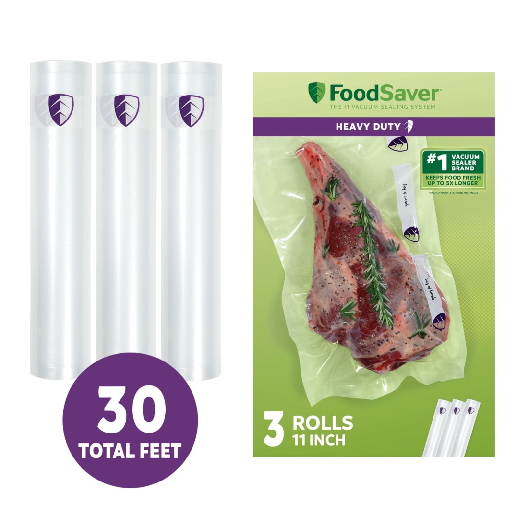 FoodSaver Heavy Duty Vacuum Sealer Rolls, 3 Pack 11" x 13' Rolls, BPA-Free Bags for Storage, Sous Vide, Meal Prep