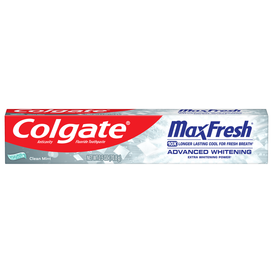 Colgate MaxFresh Advanced Whitening Travel Toothpaste, Clean Mint, 2.5 oz