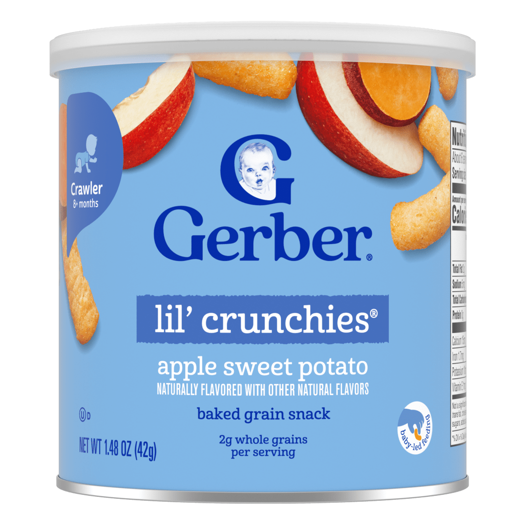 Gerber Stage 3 Baby Food Snacks, Apple Sweet Potato Lil' Crunchies, Baby Led Feeding