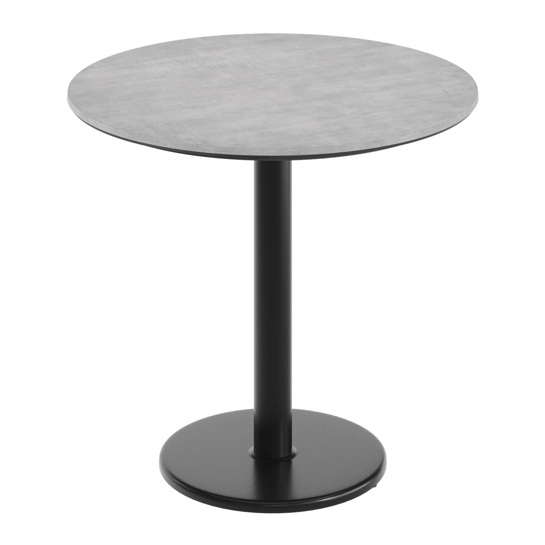 TopGuard 31.25" RD Tabletop, Seamless Surface Technology, Gray Faux Concrete, 18" Black Round Table Height Base, Moisture, Scratch, Heat, UV Resistant
