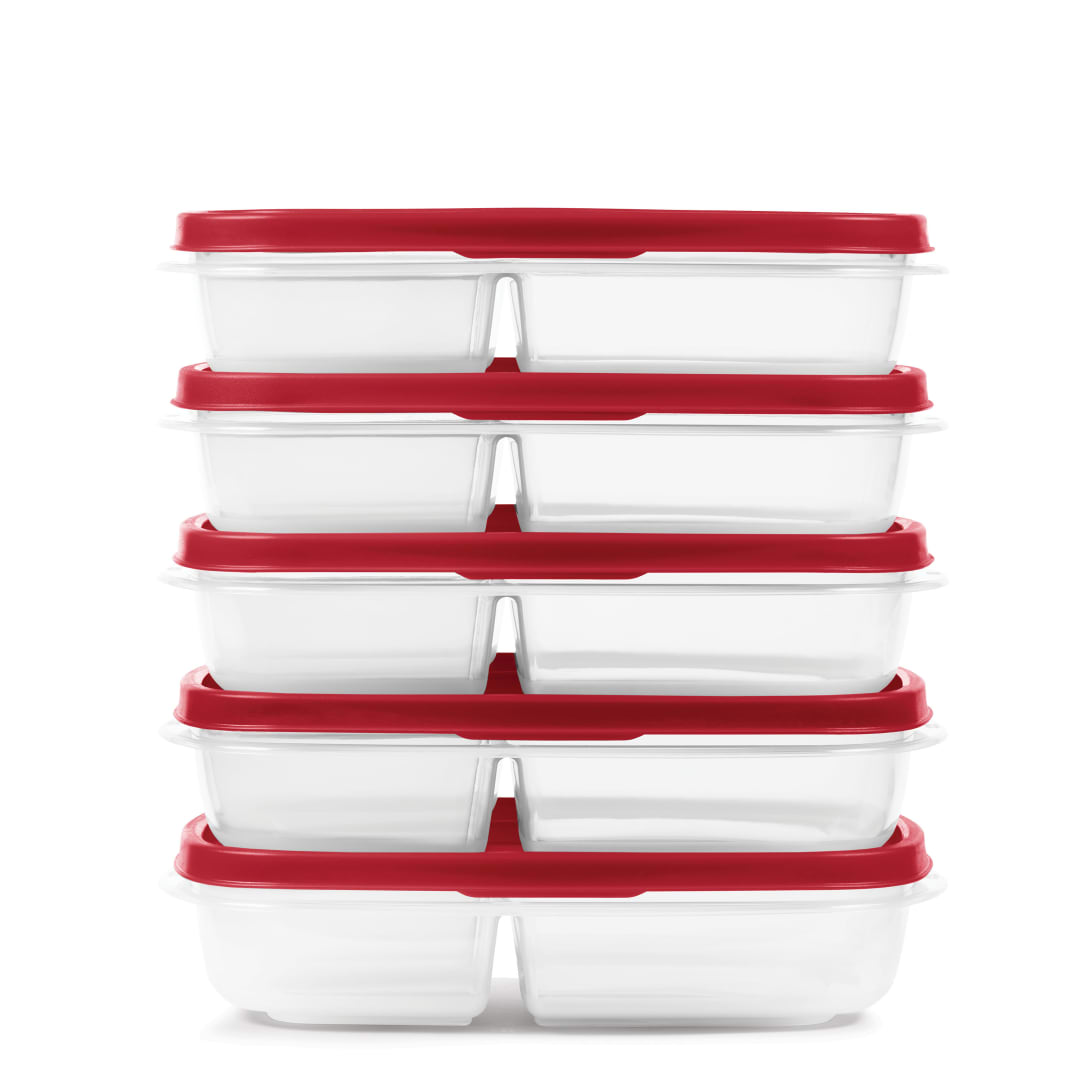 Rubbermaid® EasyFindLids™ Meal Prep Containers, 3 Compartments, 5.1 Cup, 5 Pack