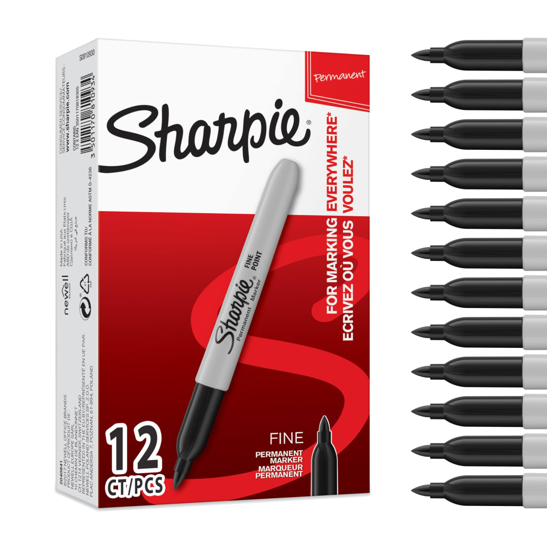 Sharpie® Permanent Markers | Fine Point | Black | 12 Count