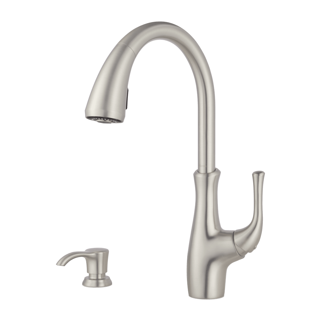 Vosa 1-Handle Pull-Down Kitchen Faucet with Soap Dispenser in Spot Defense Stainless Steel