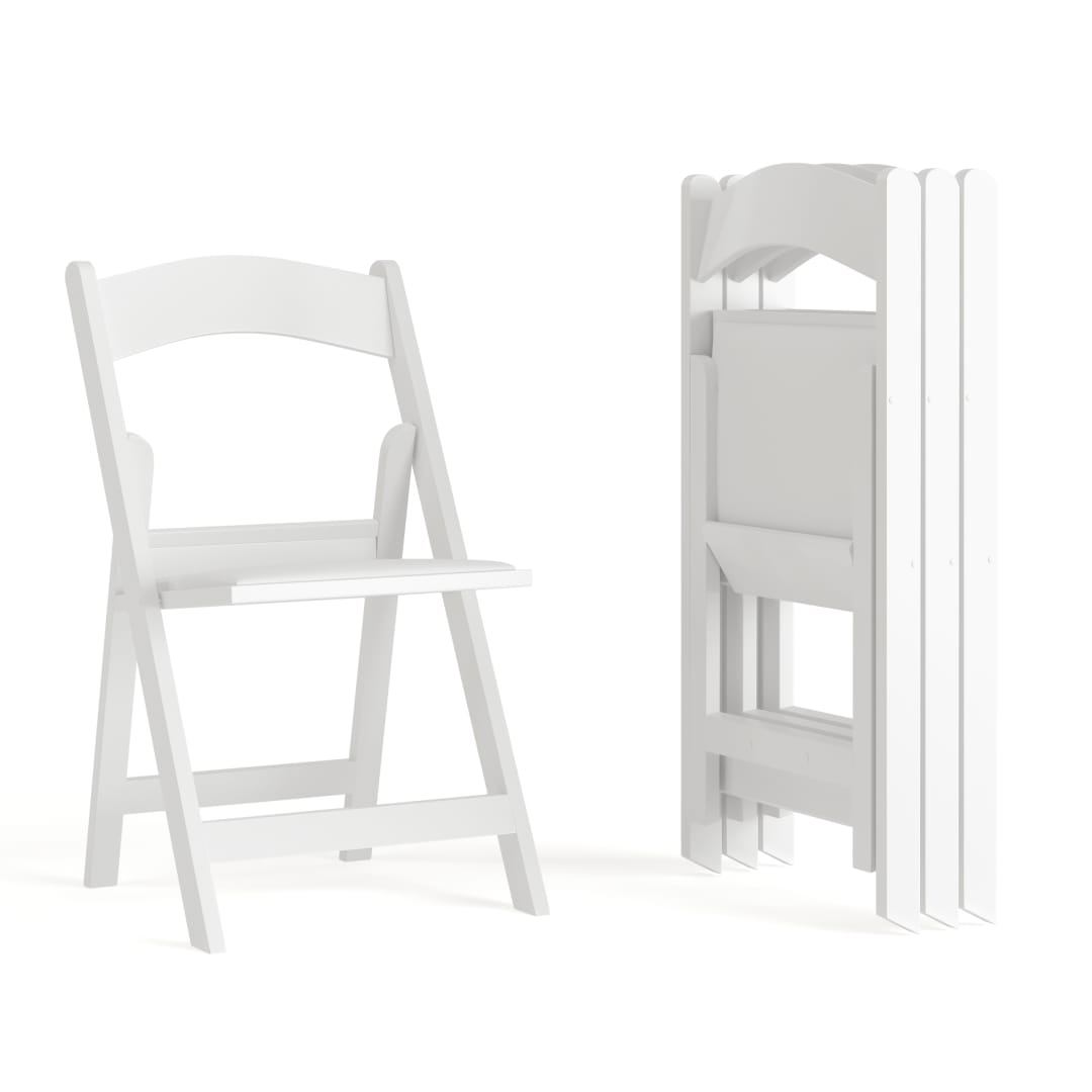 Hercules Folding Chair - White Resin - 4 Pack 800LB Weight Capacity Comfortable Event Chair - Light Weight Folding Chair