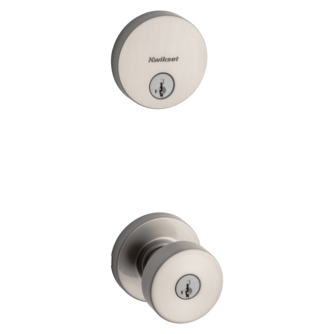 991 Pismo Keyed Entry Knob and Single Cylinder Deadbolt Combo Pack featuring SmartKey Security™ in Satin Nickel