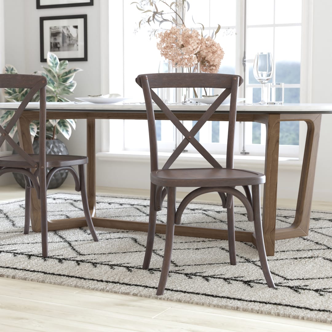 Advantage Hand Stained Gray Wash Dark Driftwood X-Back Chair