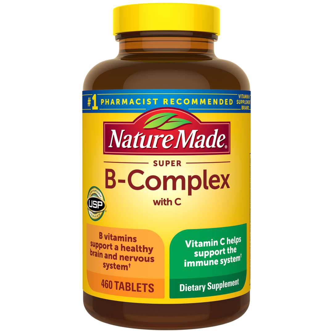 Nature Made Super B Complex with Vitamin C and Folic Acid, Dietary Supplement for Immune Support, 460 Tablets, 460 Day Supply