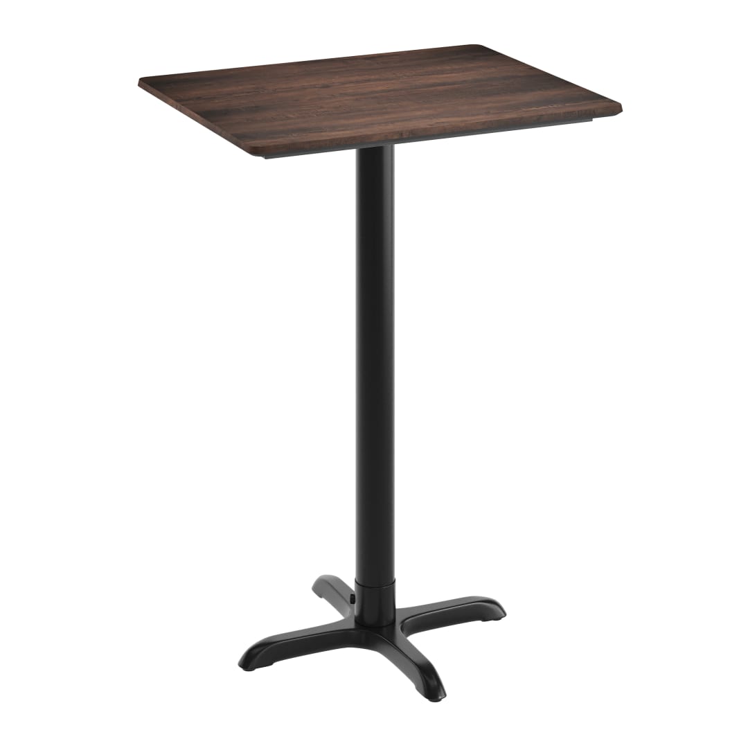 TopGuard 30" x 24" Tabletop, Seamless Surface Technology, Dark Brown with 22x22 Black Bar Height X-Base, Moisture, Scratch, Heat, UV Resistant