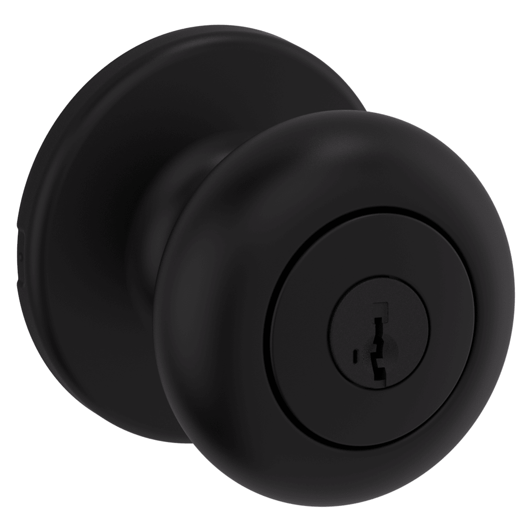 Cove Keyed Entry Knob featuring SmartKey Security™ in Matte Black
