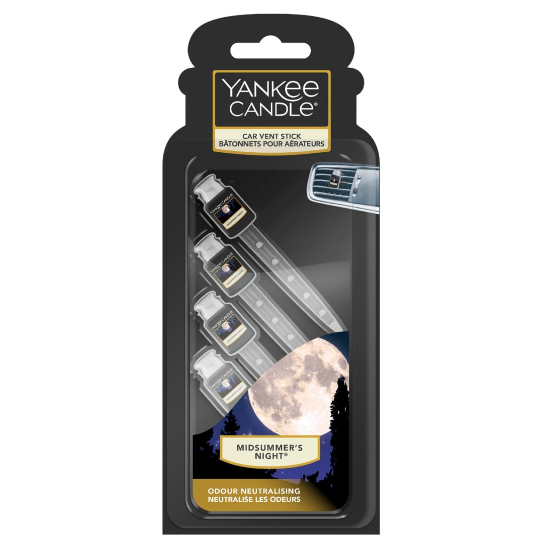 Yankee Candle® Vent Sticks Car Air Fresheners | Midsummer's Night | 4 Count | Attaches to Vehicle Air Vents