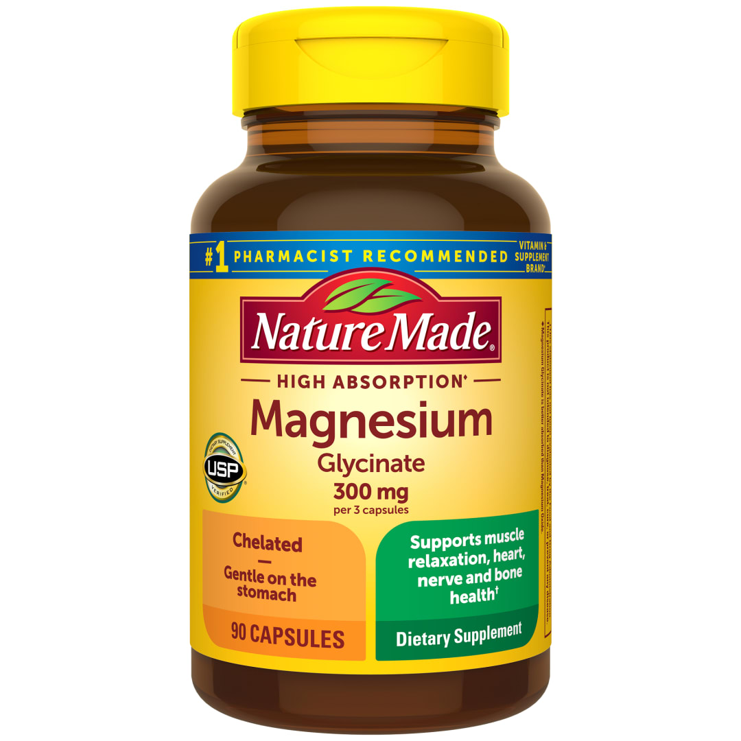 Nature Made High Absorption Magnesium Glycinate 300mg per 3 Capsules, 90 Count