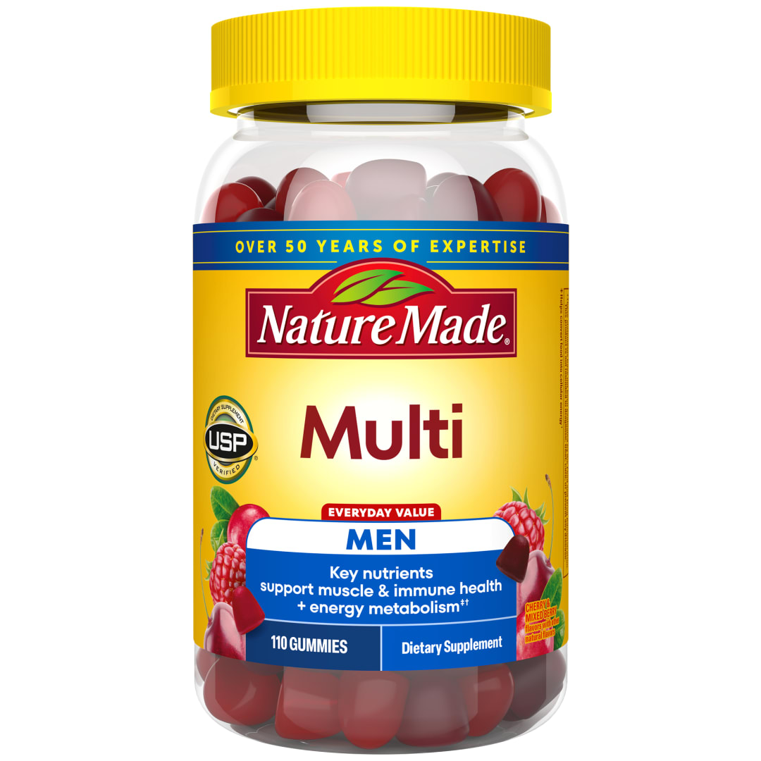 Nature Made Multivitamin for Men, Mens Multivitamins Gummies, Energy Metabolism Support, Multivitamin for Men, 110 Gummy Vitamins and Minerals, 55 Day Supply