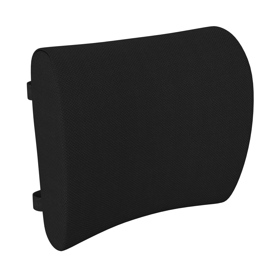 Rey Lumbar Support Pillow, Office Chair and Car Seat Cushion with Adjustable Straps and CertiPUR-US Certified Memory Foam, Black
