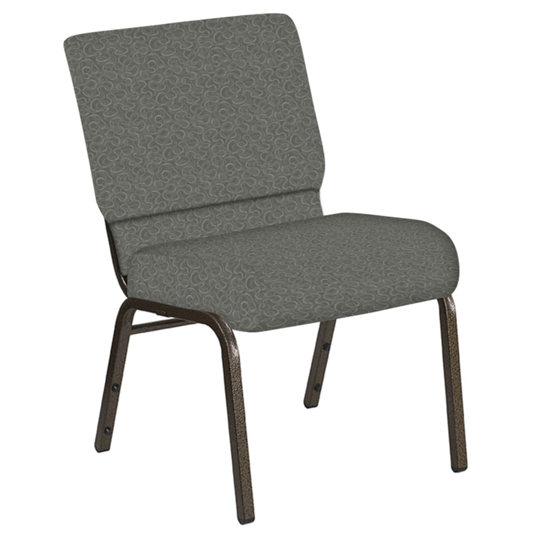 Embroidered 21''W Church Chair in Ribbons Heather Fabric - Gold Vein Frame