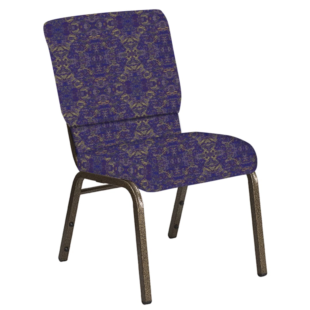Embroidered 18.5''W Church Chair in Watercolor Jazz Fabric - Gold Vein Frame