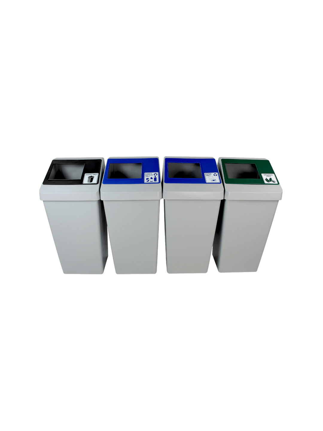  SMART SORT - Quad - Kit - Cans &amp; Bottles-Paper-Organics-Waste - Full - Grey-Blue-Blue-Green-Black