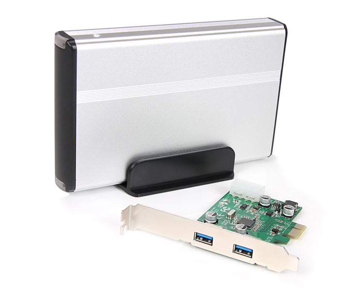 3.5in USB 3.0 SATA Hard Drive Enclosure with PCIe Card