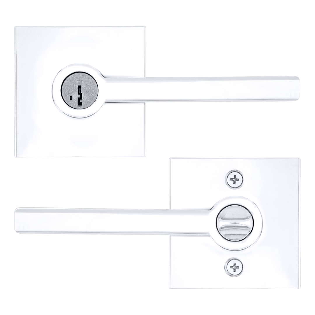 Halifax Entry Lever featuring SmartKey Security™ in Polished Chrome