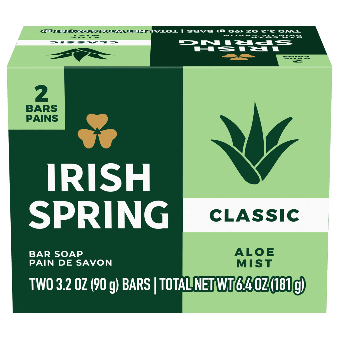 Irish Spring Aloe Mist Deodorant Bar Soap for Men, 3.2 oz, 2 Pack