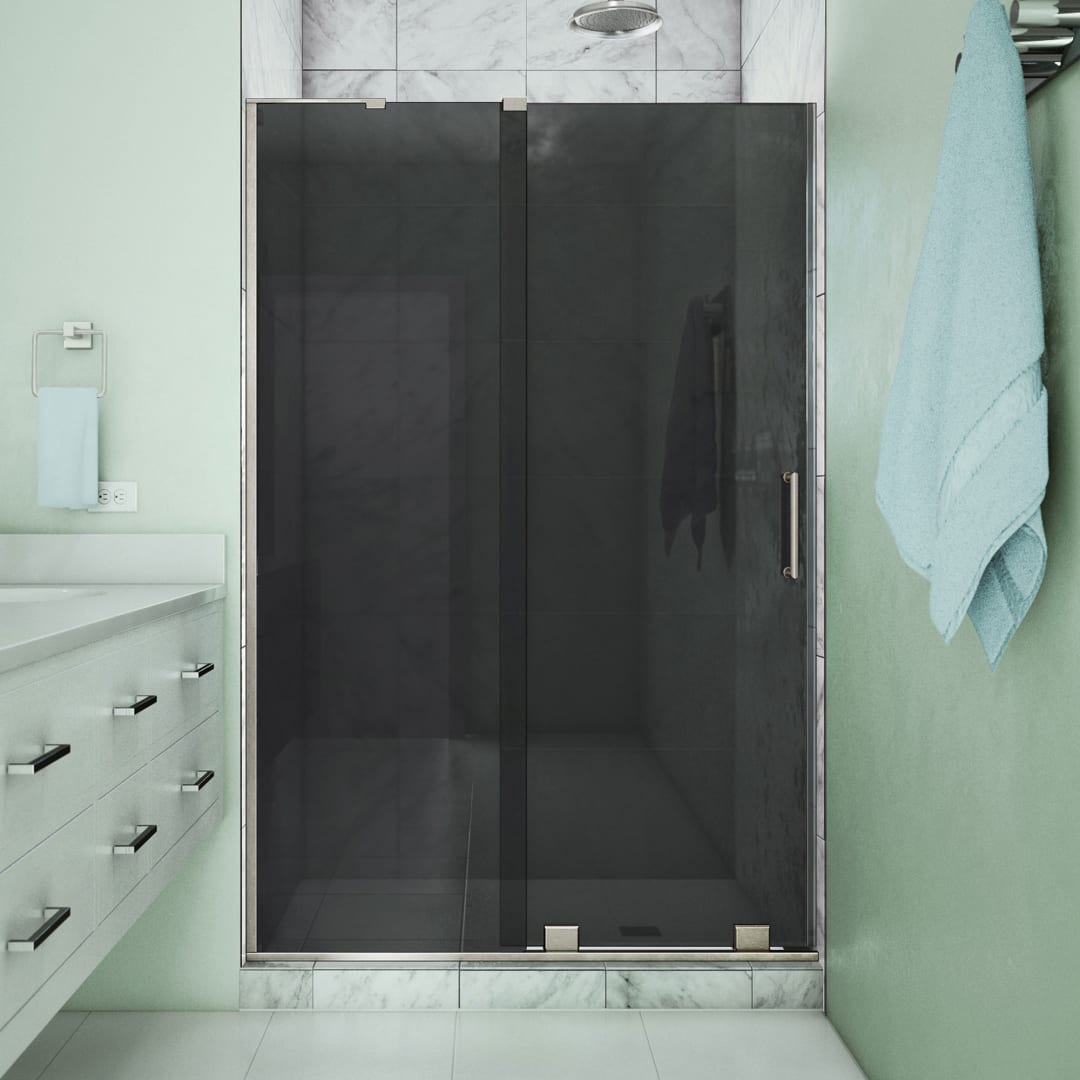 DreamLine Mirage-X 44 - 48 inch W x 72 inch H Frameless Sliding Shower Door in Brushed Nickel with Gray Glass