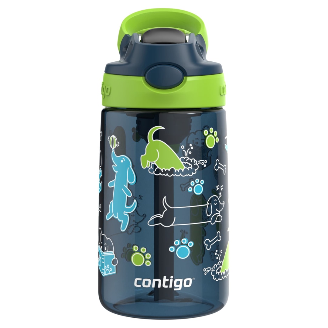 Contigo® Aubrey Leak-Proof Spill-Proof Water Bottle, Lime with Dogs, 14 oz