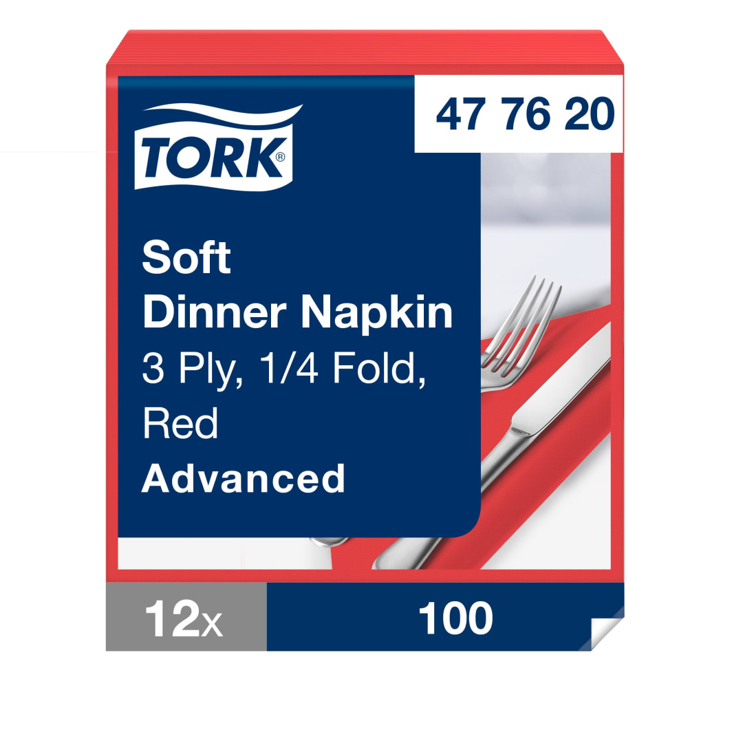 Tork Soft Red Dinner Napkin 1/8 Folded