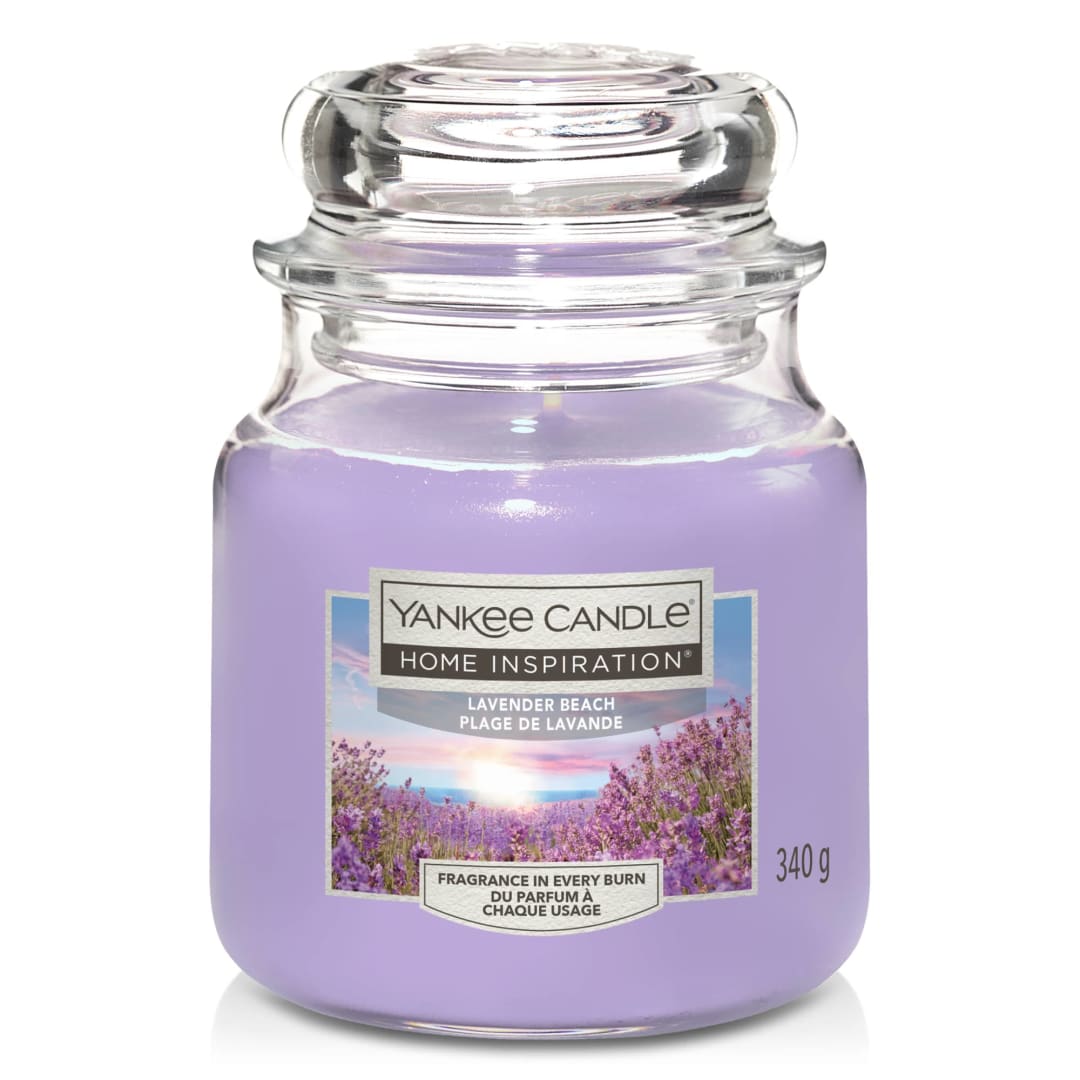 Yankee Candle® Home Inspiration Scented Candle | Lavender Beach Medium Jar Candle | Burn Time: up to 75 Hours