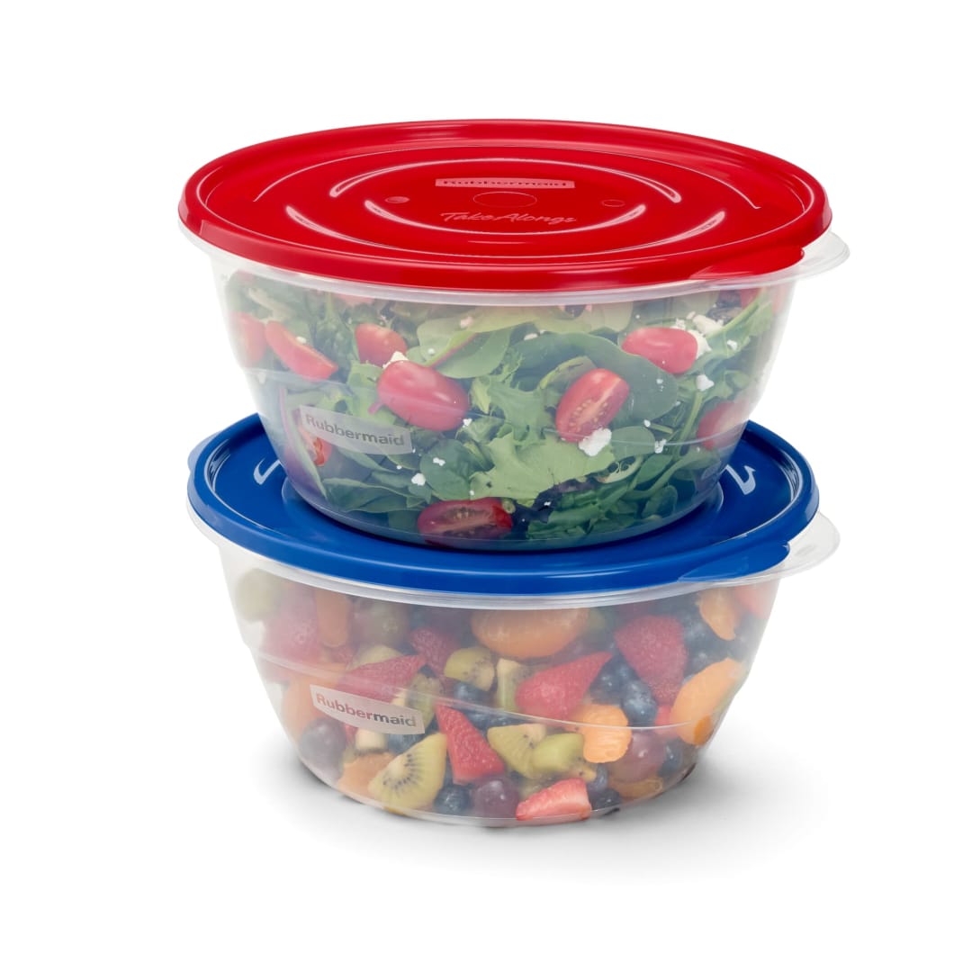 Rubbermaid TakeAlongs Special-Edition Americana 15.7-Cup Round Food Storage Containers, 2-Pack, Plastic Containers, QuikClik Seal, Ridged Lids, BPA-Free