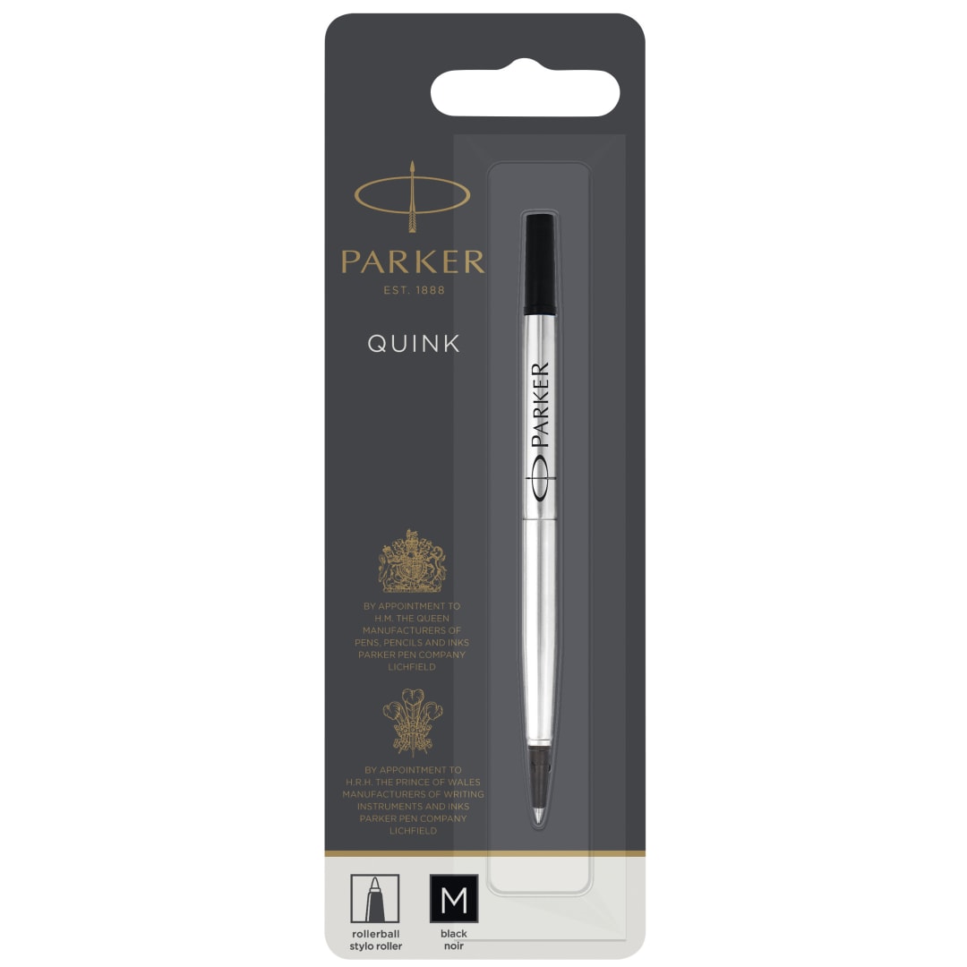 Parker Recambio para bolígrafo roller de punta mediana | tinta negra | paquete de 1