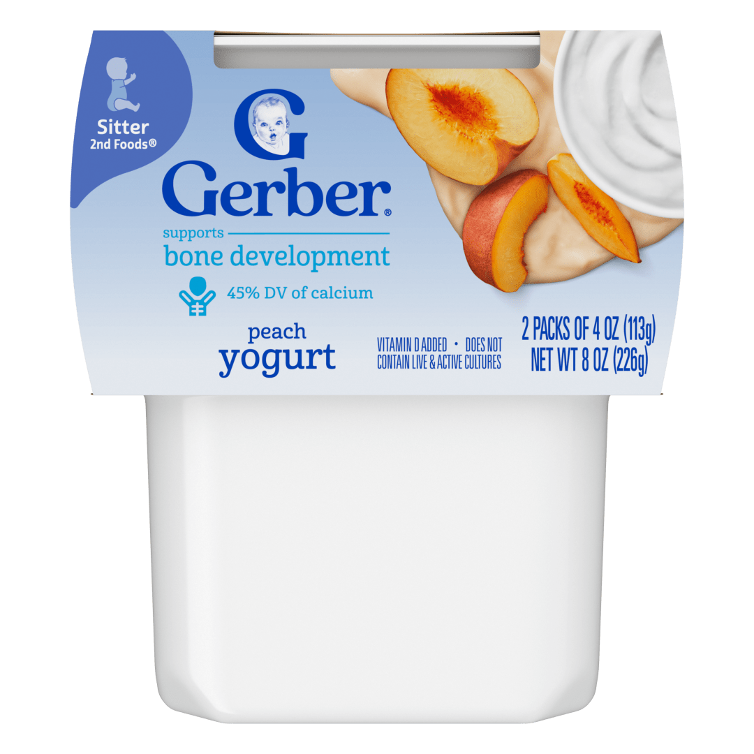 Gerber Stage 2 Baby Food, Peach Yogurt Tubs, Baby Yogurt, 2PK