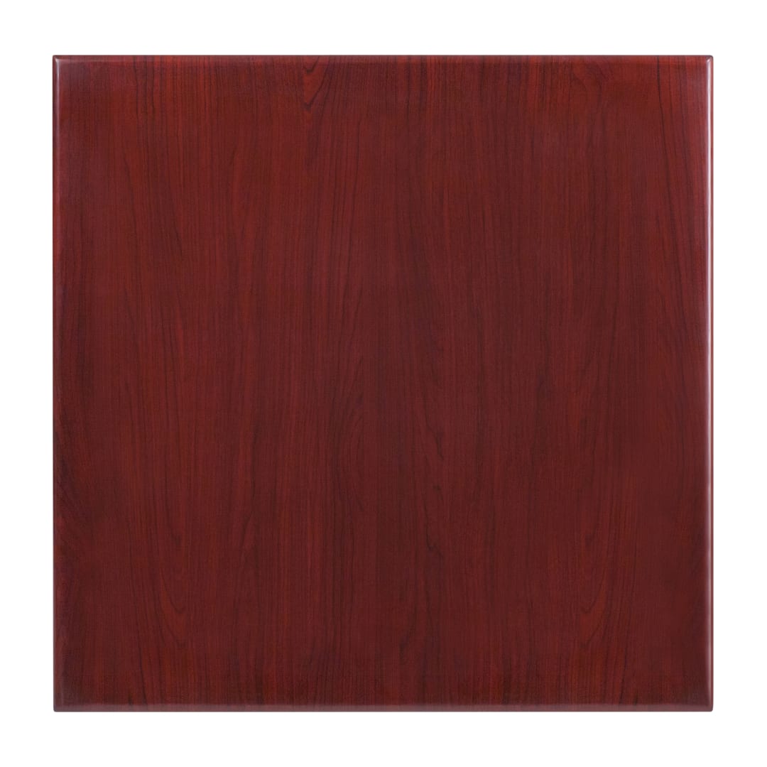Glenbrook 30'' Square High-Gloss Mahogany Resin Table Top with 2'' Thick Drop-Lip