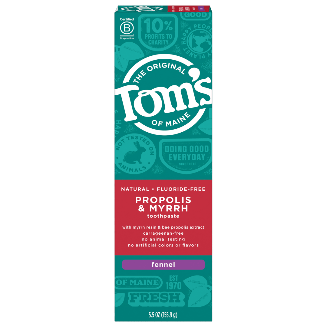 Tom's of Maine Fluoride-Free Propolis & Myrrh Natural Toothpaste, Fennel, 5.5 oz.
