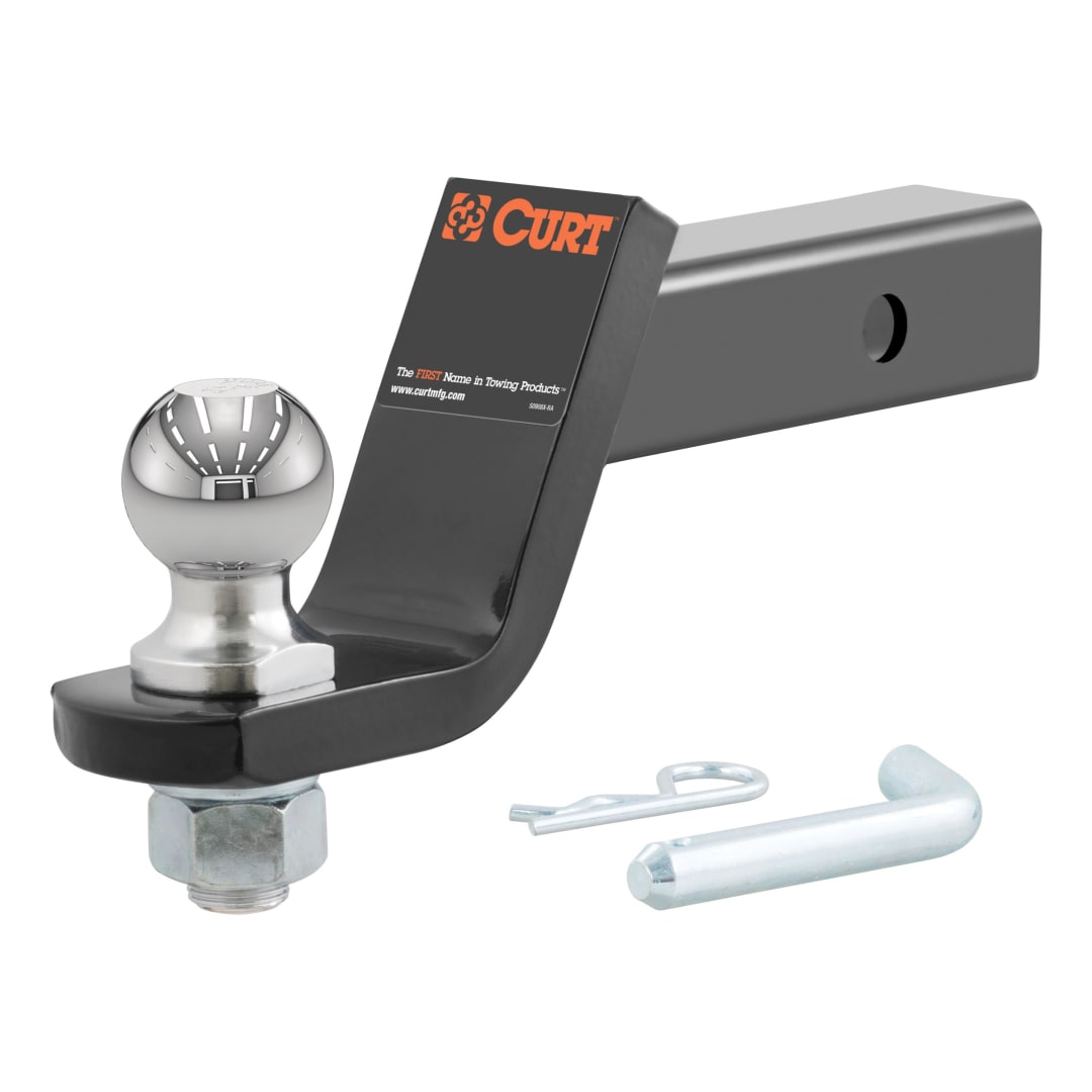 CURT Trailer Hitch Mount with 2-Inch Ball & Pin, Imported, Fits 2-In Receiver, 7,500 lbs, 4-Inch Drop #45856
