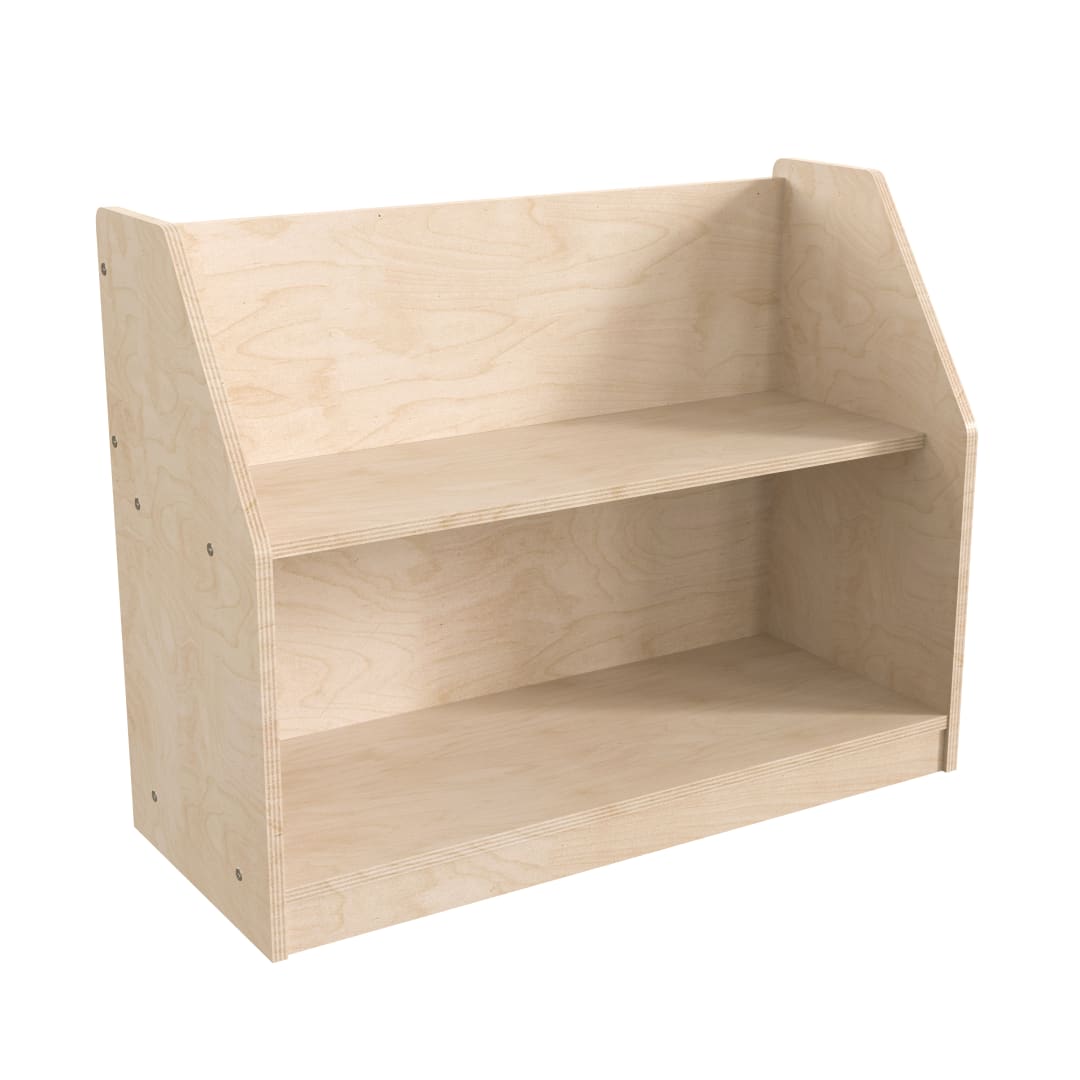 Bright Beginnings Commercial Grade Modular 2 Shelf Wooden Classroom Display Shelf, Natural