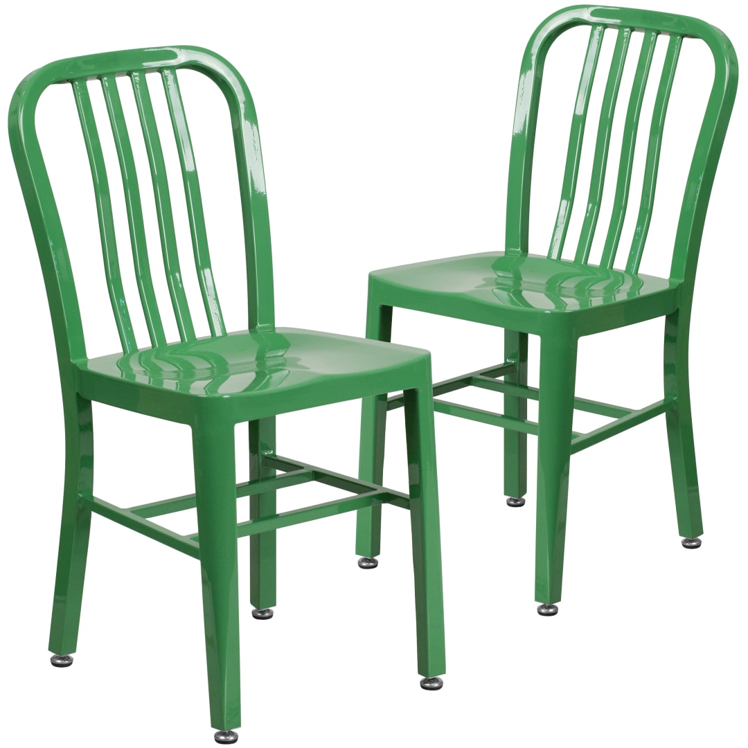 Gael Commercial Grade 2 Pack Green Metal Indoor-Outdoor Chair