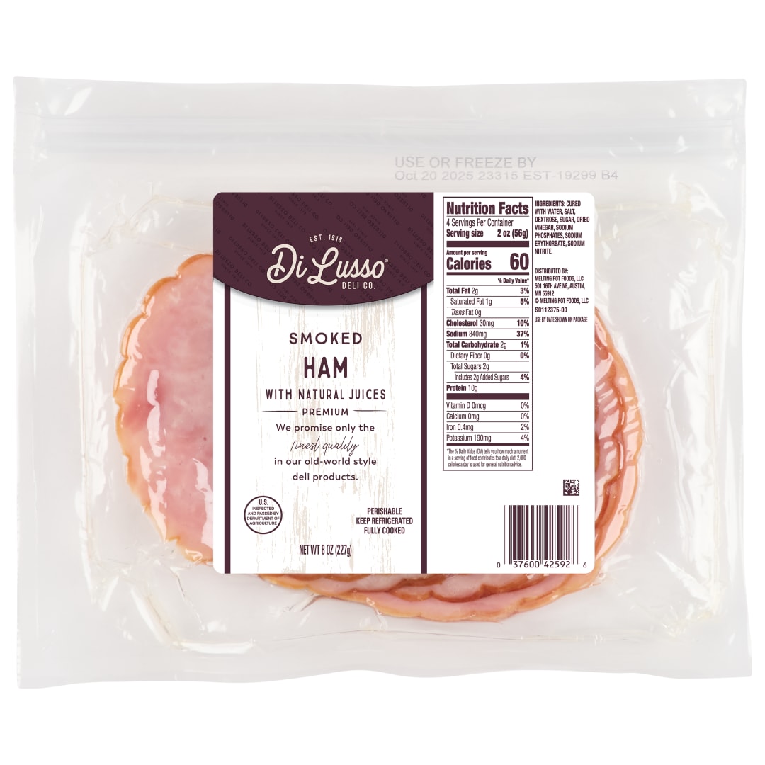DILUSSO Fresh Sliced Smoked Ham Natural Juice Vacuum Pack 8oz