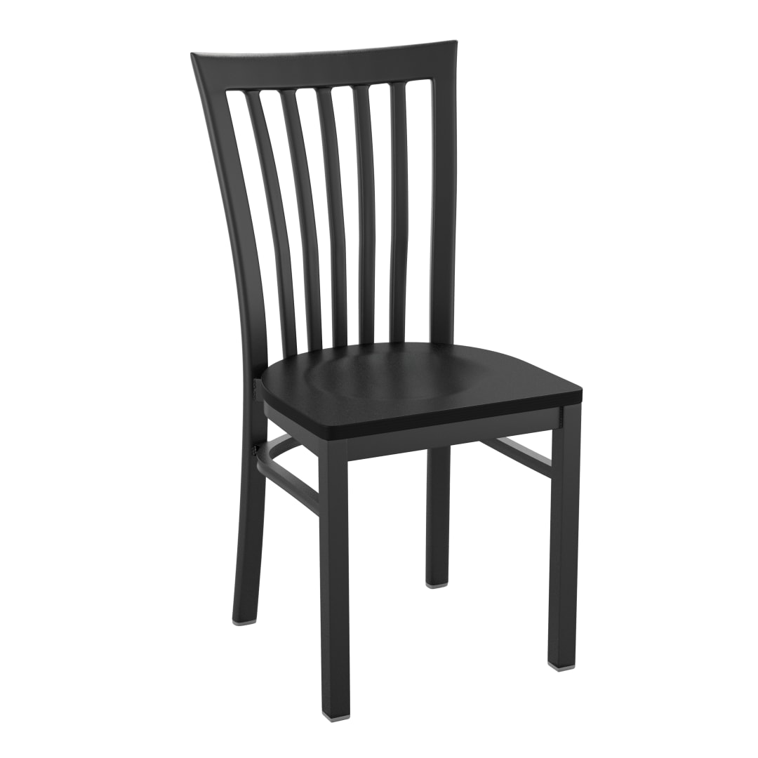 HERCULES Series Black School House Back Metal Restaurant Chair - Black Wood Seat