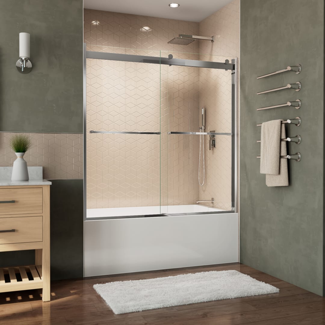 DreamLine Essence-H 56 - 60 inch W x 60 inch H Semi-Frameless Bypass Tub Door in Chrome