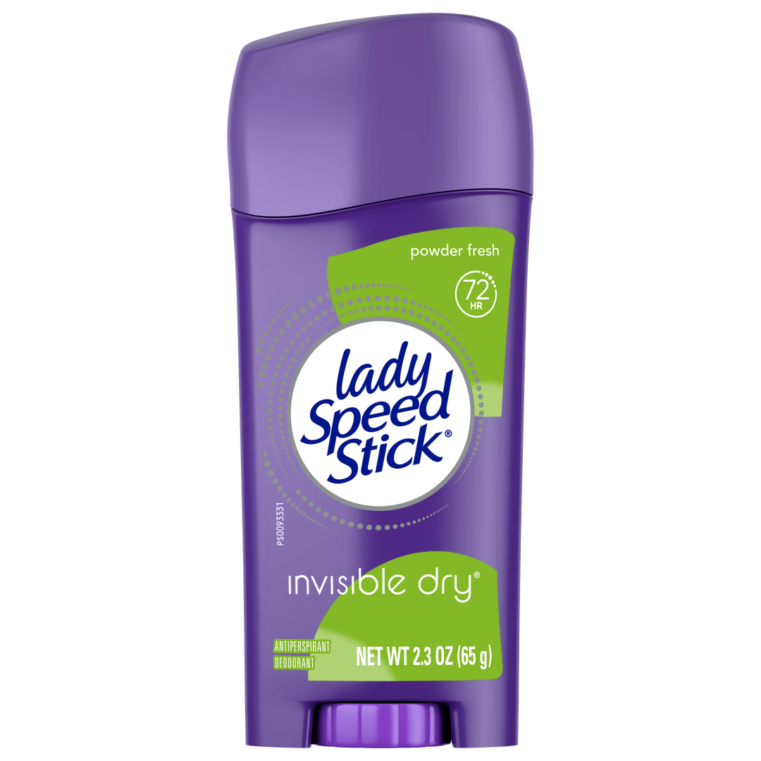 Lady Speed Stick Antiperspirant Deodorant for Women, 72 HR Sweat & Odor Protection, Invisible Dry, Powder Fresh Scent, 2.3 oz Stick