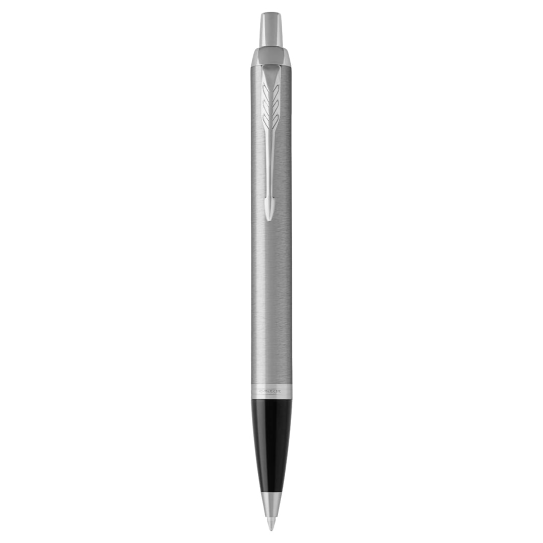 Parker IM Ballpoint Pen | Stainless Steel with Chrome Trim | Medium Point with Blue Ink Refill | Gift Box