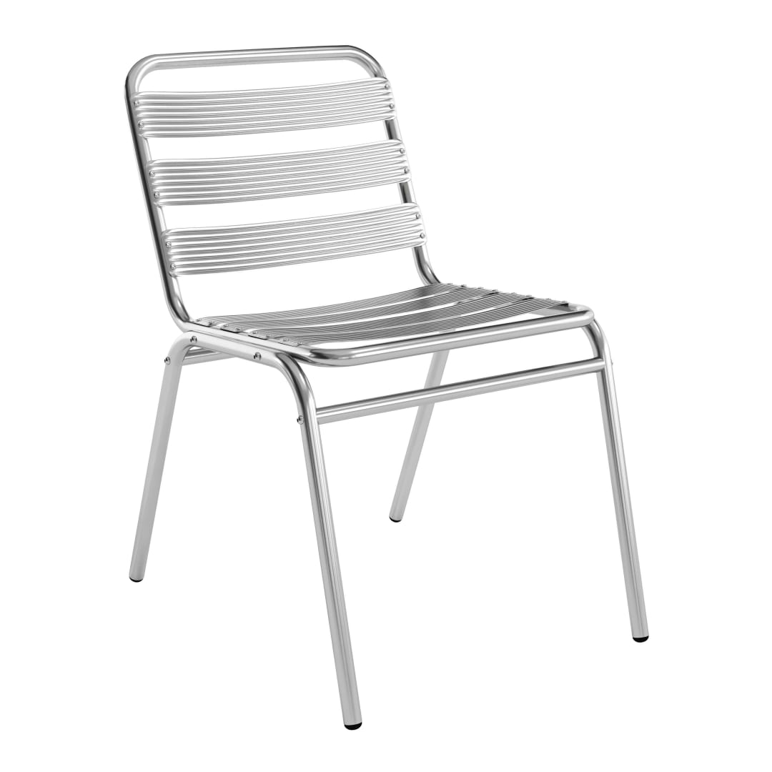Lila Commercial Metal Indoor-Outdoor Restaurant Stack Chair with Triple Slat Back