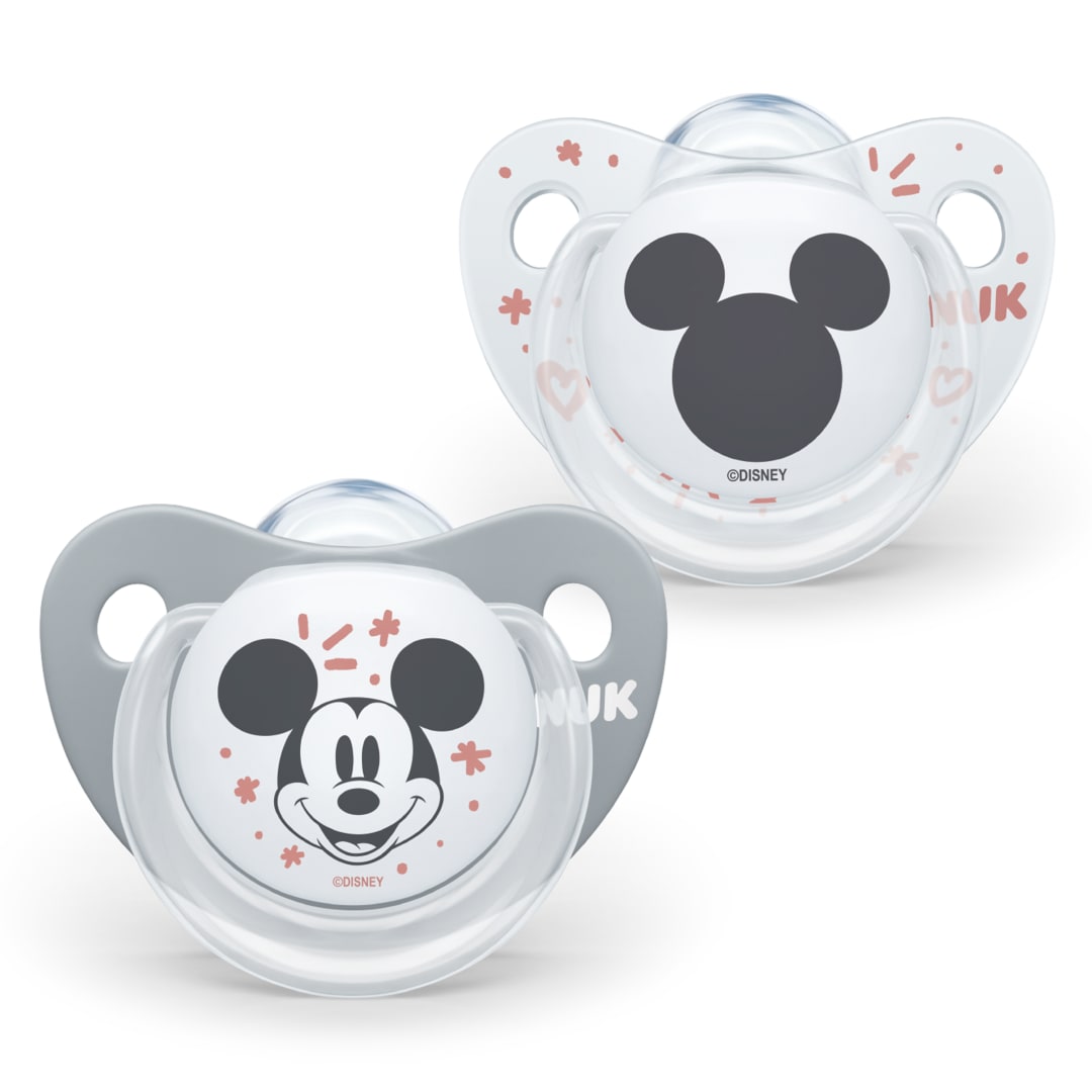 NUK Trendline chupetes | 0-6 meses | Chupetes de silicona sin BPA | Disney Mickey Mouse (gris) | 2 unidades