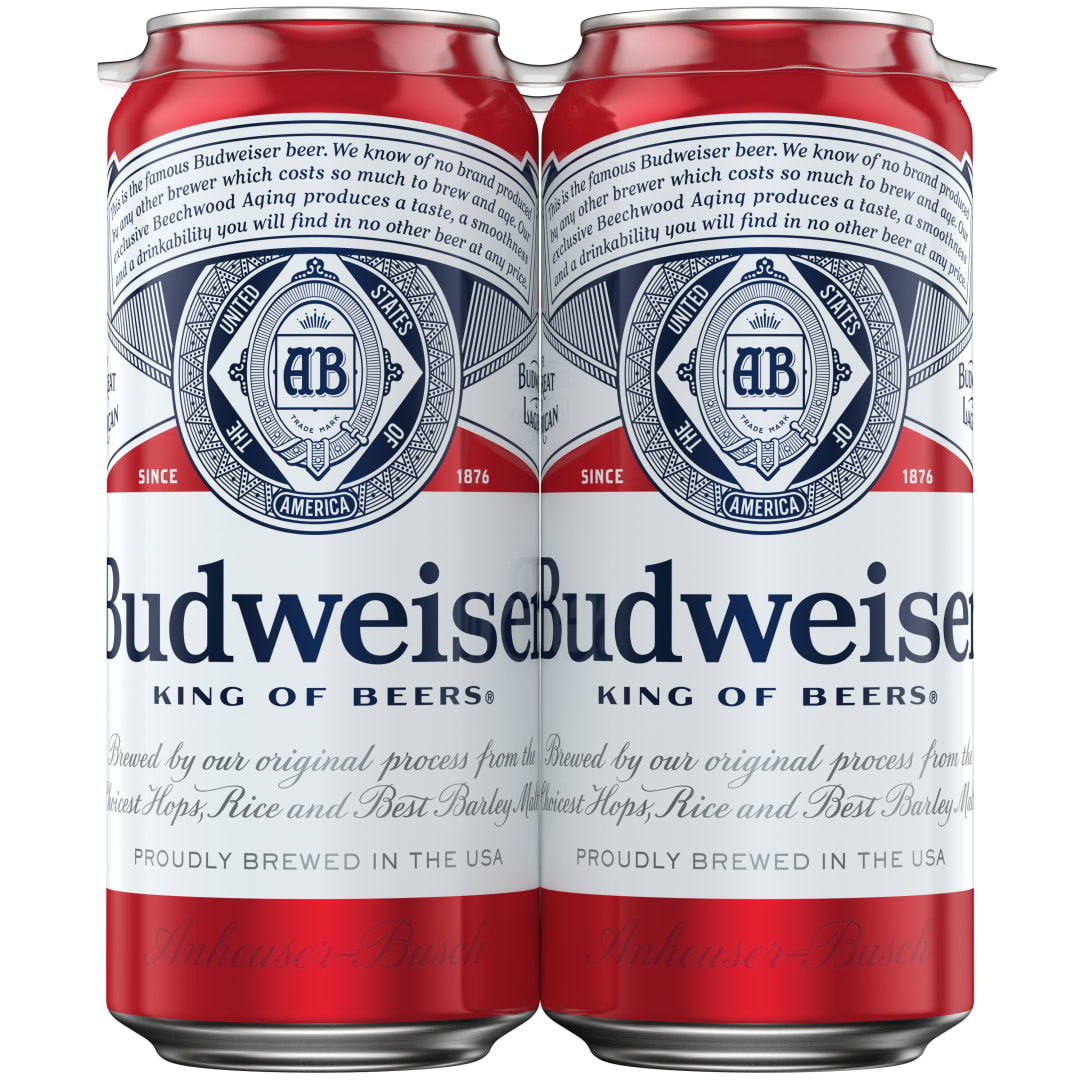 Budweiser American Lager Beer 4 Pack, 16 fl oz Cans